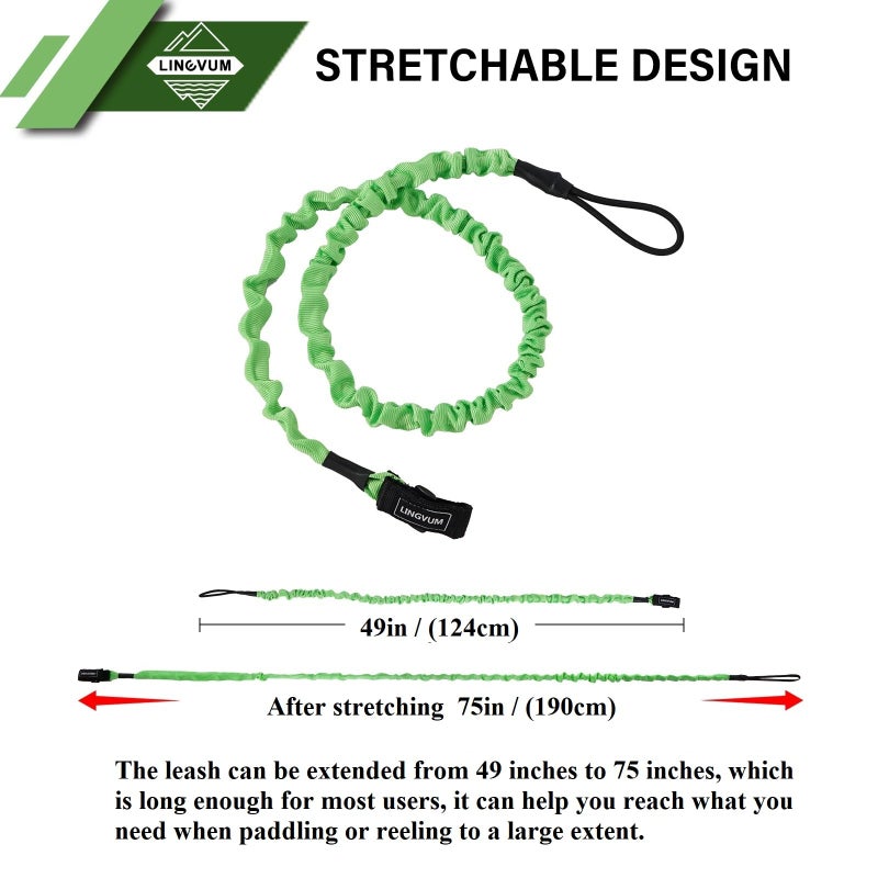 LINGVUM Kayak Paddle Leash Stretchable Paddle Strap Coiled Lanyard Rope for Kayaking Canoing Boating, Fishing Poles Rods, Kayak Paddle Accessories - Image 2